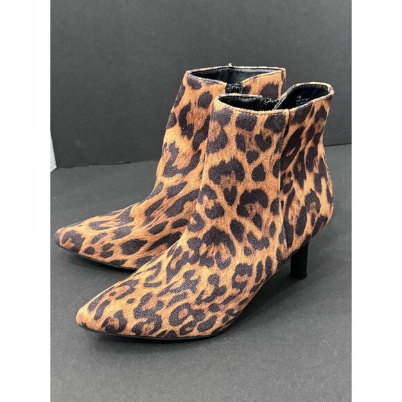 Rampage Leopard Animal Print Ram-Teeny Ankle Boots Pointed Toe Mid Heel Size 7 - Picture 3 of 8
